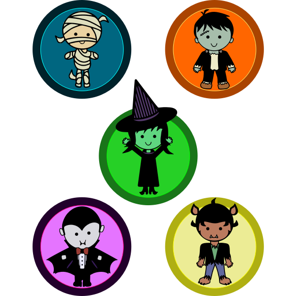 Cute Halloween monster badges